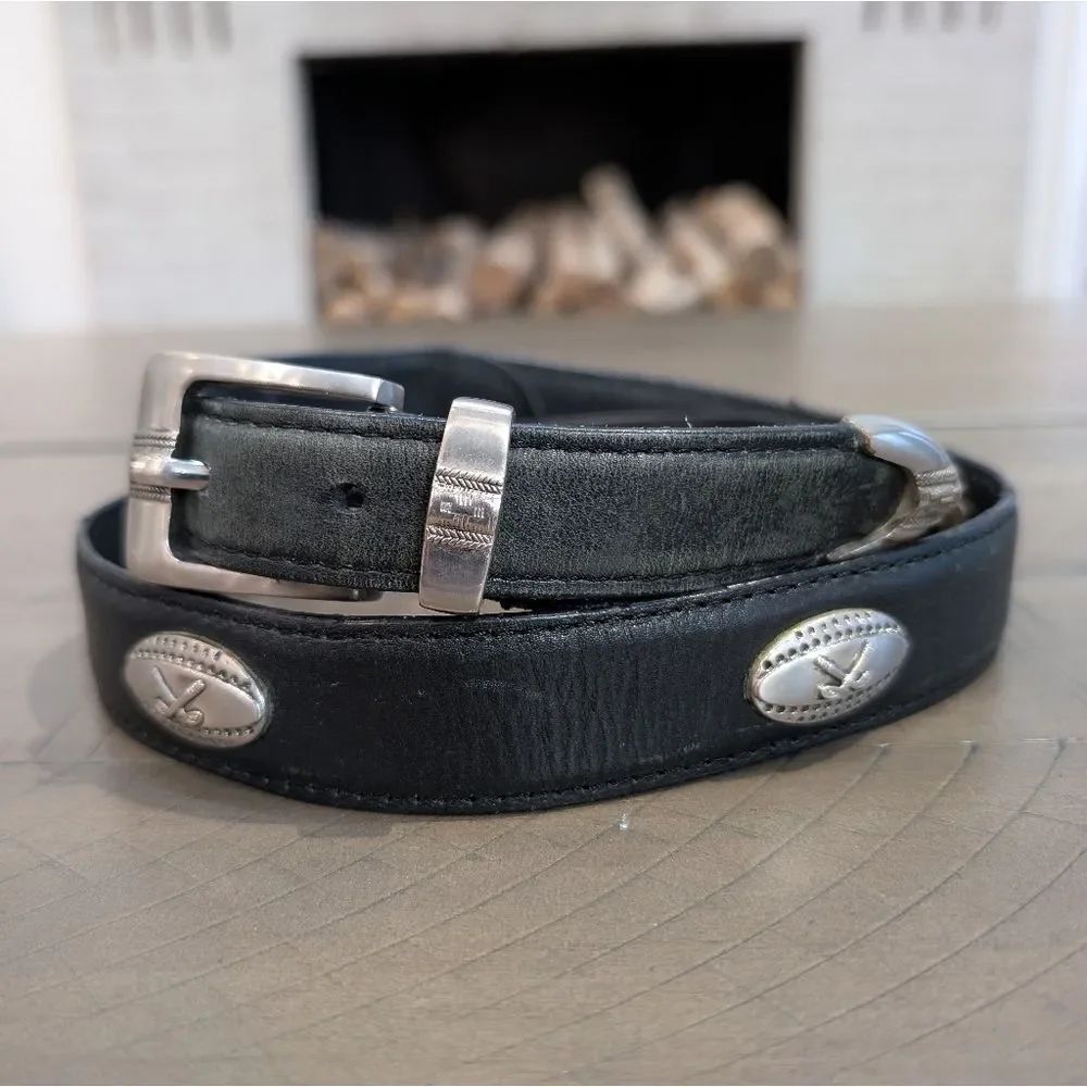 Stetson Genuine Leather Golf Clubs Concho Western Black Belt
